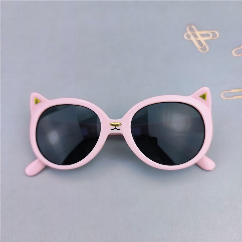 Casual, Daily Occasion Cute Novelty Sweet Cat Ac UV400 Protection Tinted Lenses Round Frame Full Frame Kids Sunglasses