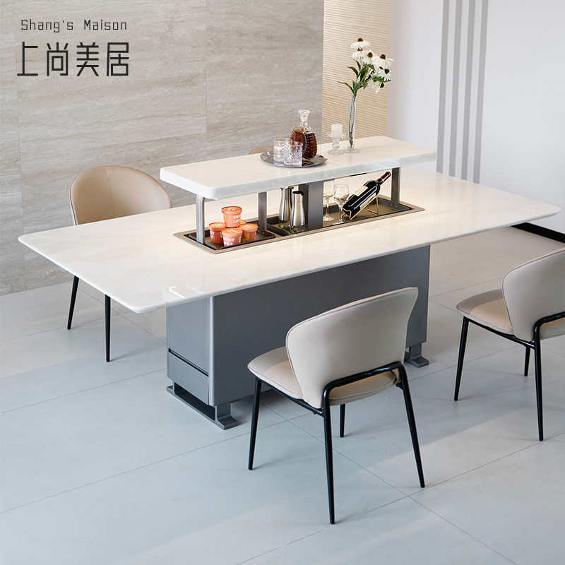 2025 New Liftable Multifunctional Dining Table with Refrigeration and Freezing Smart Dining Table Kitchen Living Room Dining Table Customization