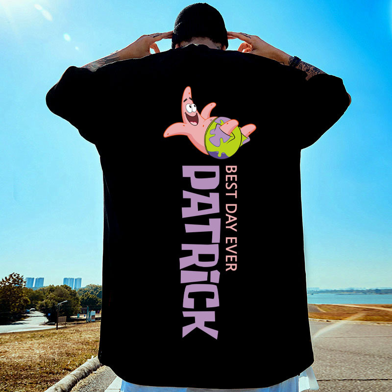 跨境短袖T恤男女2025新款卡通派大星高街嘻哈上衣情侣百搭休闲衫