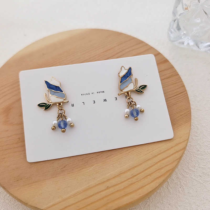 Fashion Cat Alloy Plating Womenu0027S Drop Earrings 1 Pair