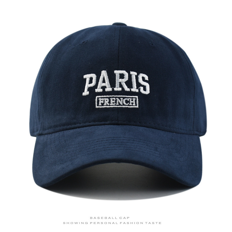 韩版刺绣PARIS磨毛棒球帽时尚潮流百搭情侣帽子户外显脸小遮阳帽|undefined