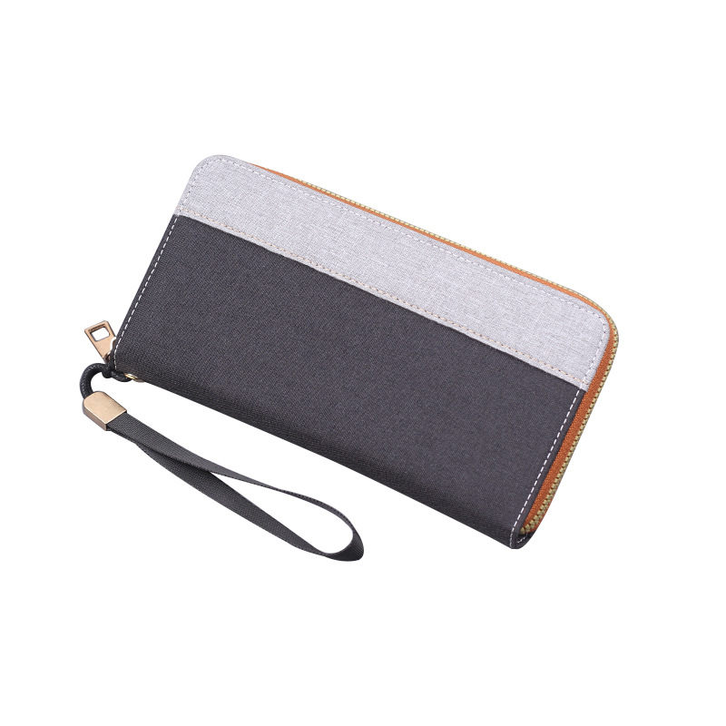 Bolso de mano de hombre, lona, bolso de pulsera de hombre, nuevo bolso de mano, correa de pulsera, bolso de teléfono móvil de hombre, bolso de cremallera larga de hombre