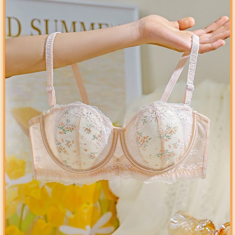 Original new ultra-thin half cup strapless non-slip underwear women's large chest small wipe wrapped chest soft steel ring beautiful back