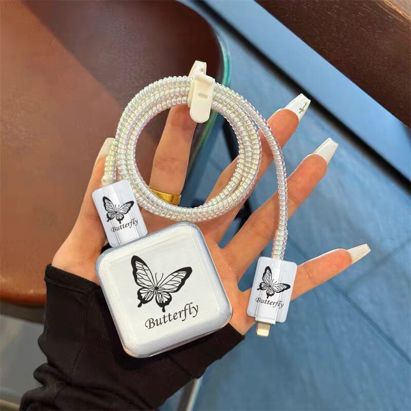 Suitable for Apple Data Cable Protective Cover Charger 35W Anti-Break iphone14 15promax Shell Butterfly
