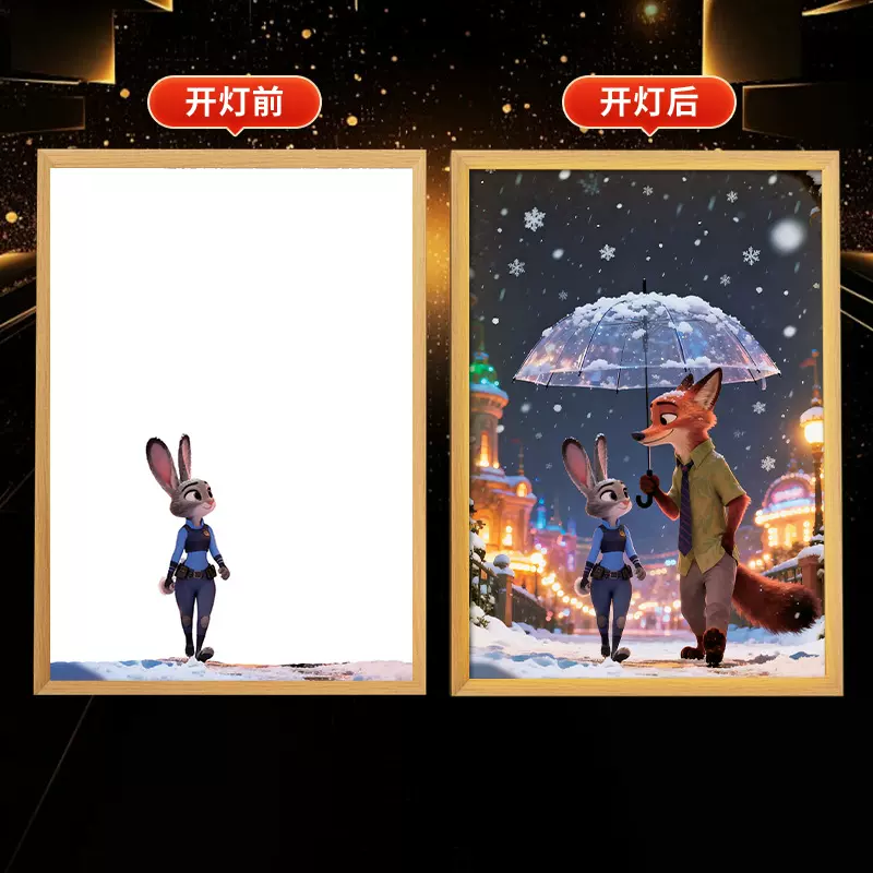 抖音热卖疯狂动物城2朱迪尼克灯光画ins创意氛围感小夜灯支持代发