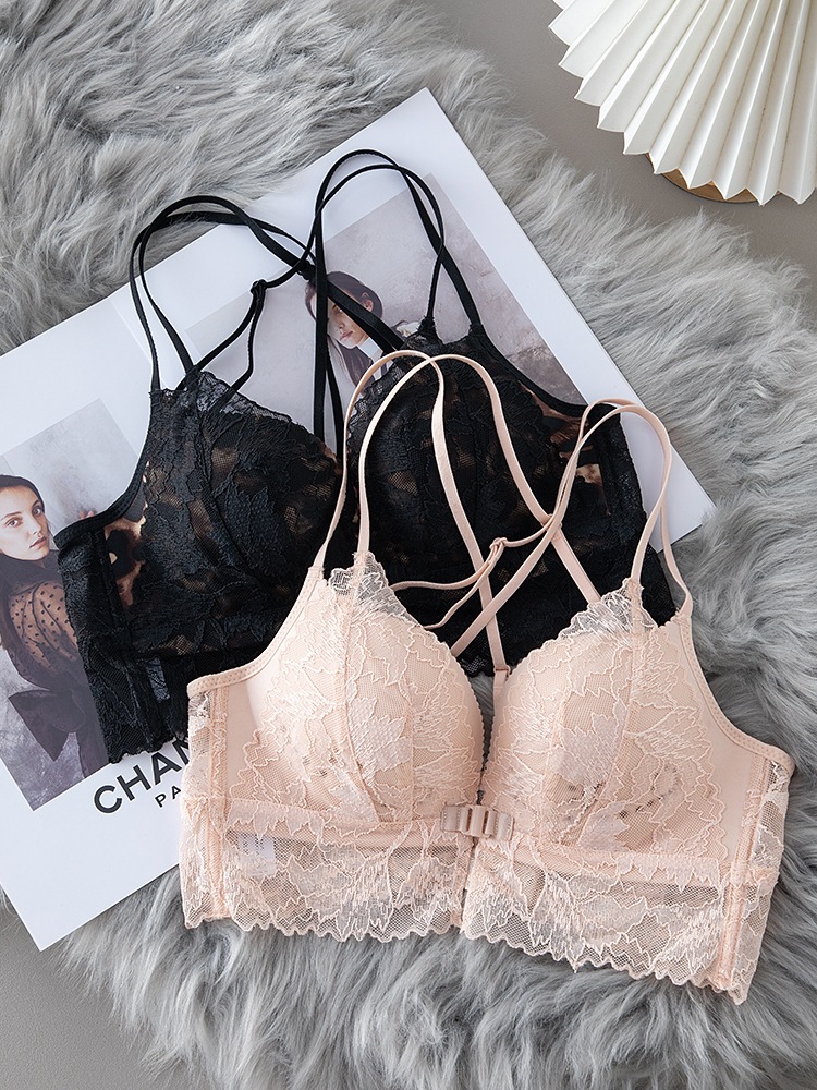 908 sexy leopardo impresión encaje frontal hebilla inalámbrico pequeño pecho grande Sujetador push up belleza volver Cruz delgada sujetador cubierta