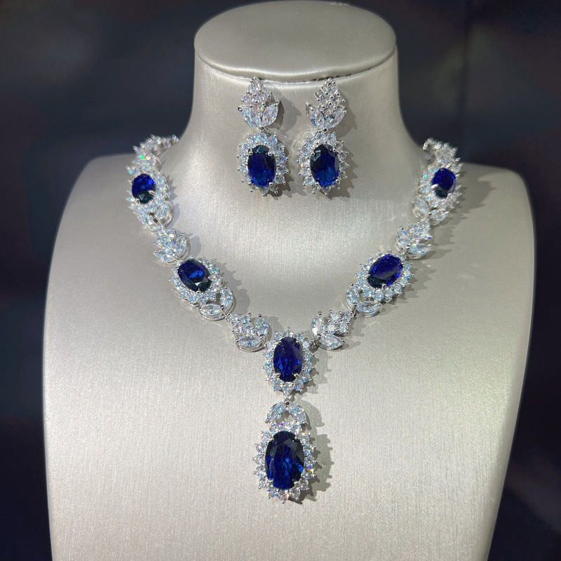 Elite sapphire pendant for bride with zircon