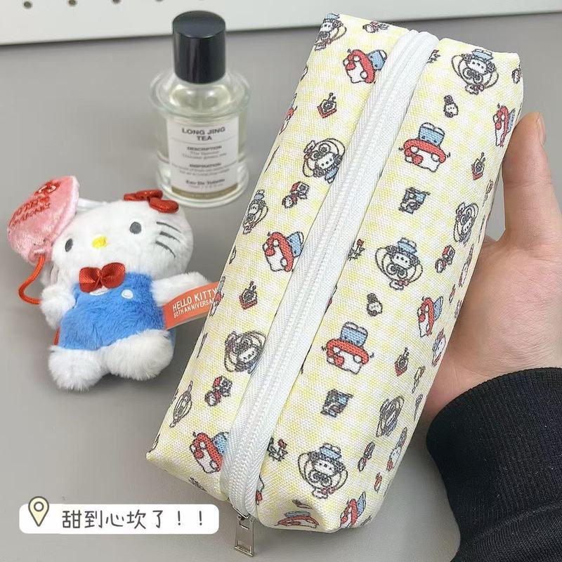 黄色のハローキティ鉛筆バッグイン高価値かわいい女子学生化粧品バッグ大容量文具バッグ収納袋|undefined