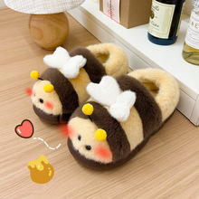 萌萌小蜜蜂毛毛拖鞋女2025年冬季新款可爱居家可外穿毛茸茸女鞋批