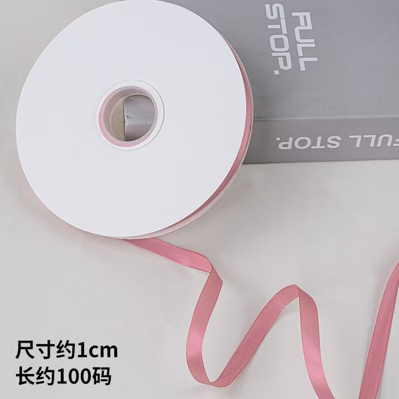 1cm de poliéster de doble cara cinta de color puro decoración de pastel caja de regalo embalaje floral cinta horneado cinta de decoración