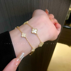 真金メッキ韓国軽豪華ジルコン花ブレスレット小衆気質ファッションブレスレット個性高級感手飾り女