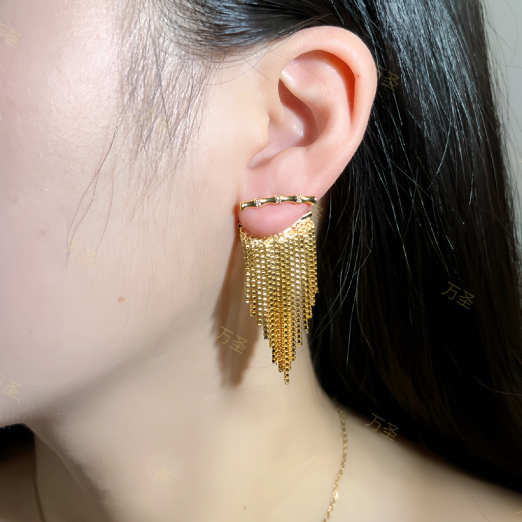Drop Earrings Classification 1 Pair Simple Style Solid Color Tassel Copper Drop Earrings
