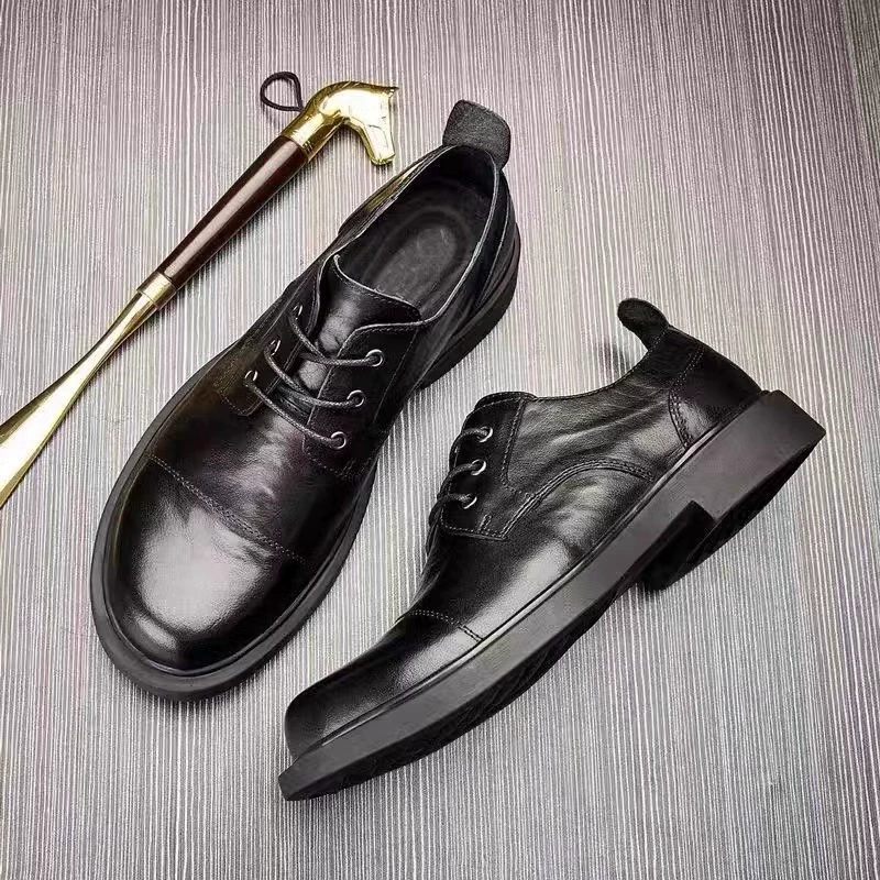 Мужская летняя новая подлинная кожаная повседневная кожаная обувь дикая деловая шнуровка мужская обувь мягкая подошва круглая дышащая обувь