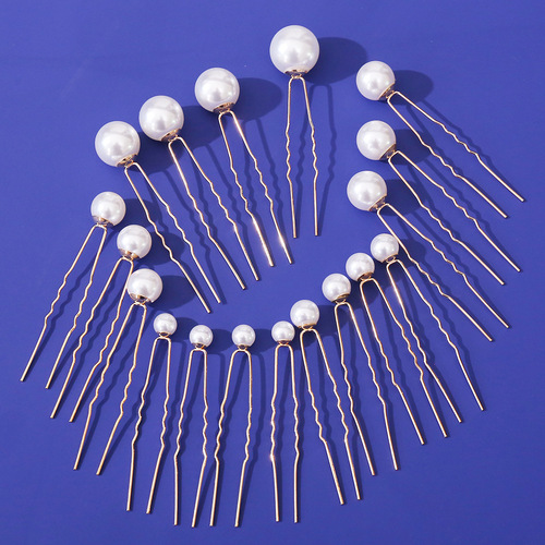Pearl hairpin braided hairpin hairpin embellished hair accessories bridal headdress u-shaped pin starfish simple temperament hairpin