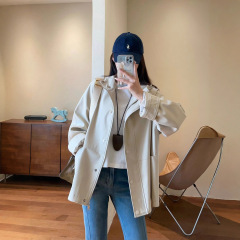 琪镌绘制秋季外套连帽休闲风衣女装棒球服时尚洋气韩版冲锋衣夹克