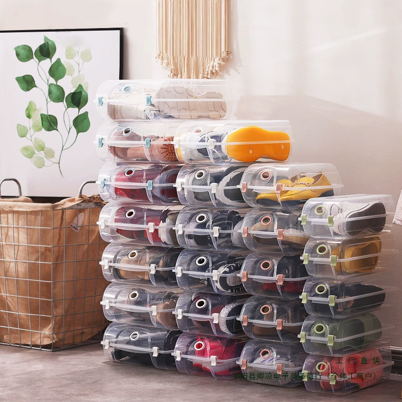 Бытовая пластиковая прозрачная коробка для обуви, пылезащитная коробка для хранения обуви, коробка для обуви для кроссовок в общежитии, коробка для обуви, 1 упаковка