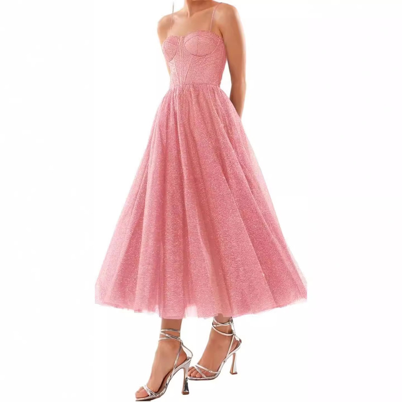 Elegant Long Ball Gown 2026 Spring New Style Spaghetti Strap Evening Dress for Parties and Banquets, Slimming Dress for Women