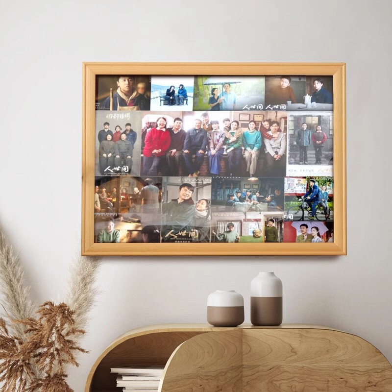 Old-fashioned solid wood plexiglass photo frame wall-hanging family living room decoration large family photos framed