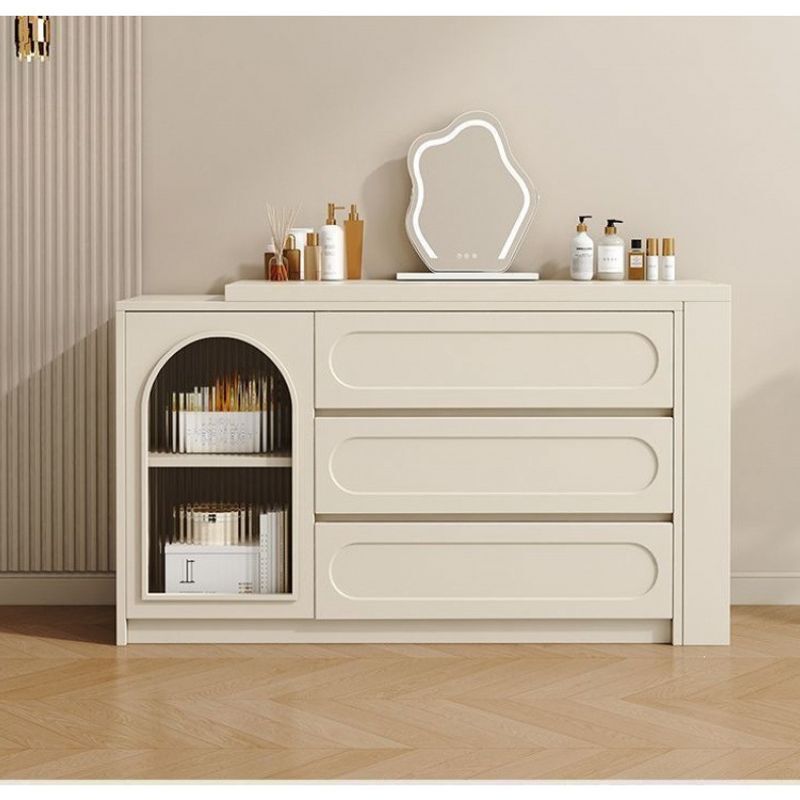 Cream-colored drawer cabinet and dressing table combo for small spaces, trendy internet-style makeup table and cabinet set, upgraded version with free combination Cream-colored drawer cabinet and dressing table combo for small spaces, trendy internet-style makeup table and cabinet set, upgraded version with free combination