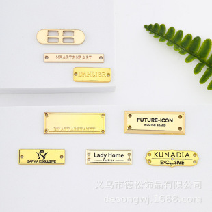 Zinc alloy die-casting nameplate metal logo trademark perforated plate clothing luggage accessories metal hand-stitched sign