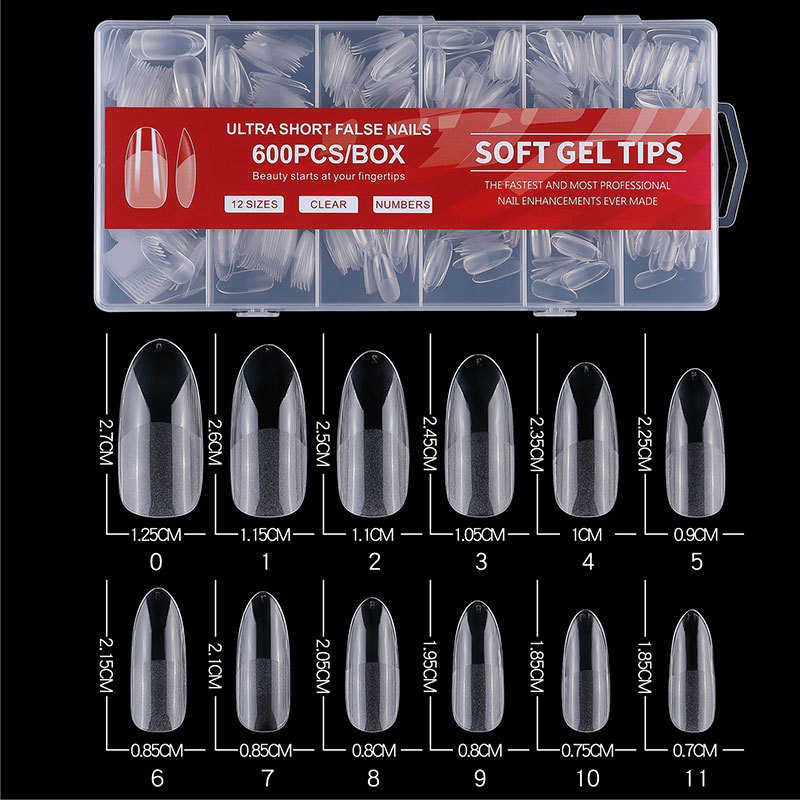 Transfronterizo nuevo manicuras de manicuras sin grabar delgado semigrasado sin marcas europeas y americanas dedo falso esmerilado 600pcs manicuras al por mayor