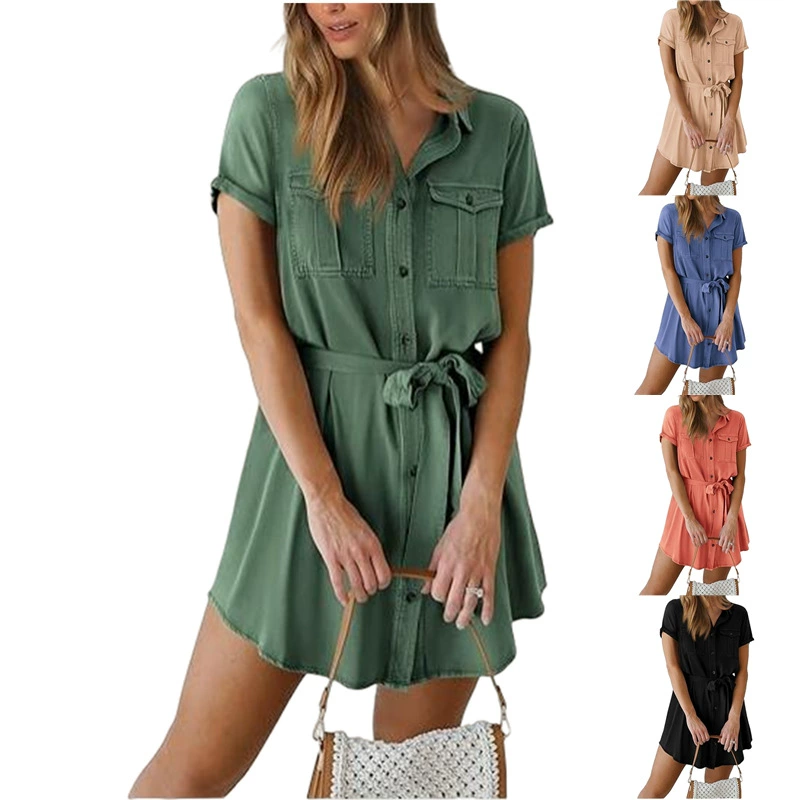 Европейская станция 2024 весна-лето новое женское платье средней длины Amazon юбка с многослойной пряжкой оптом AliExpress на шнуровке Внешняя торговля