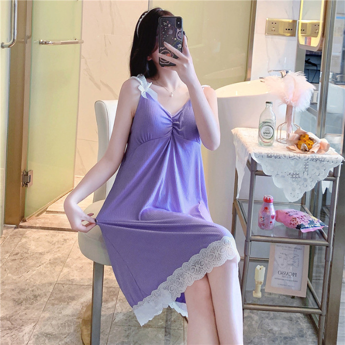 Liga de verano camisón malla las mujeres pijamas rojos con almohadilla en el pecho encaje sexy lindo estudiante homewear delgada