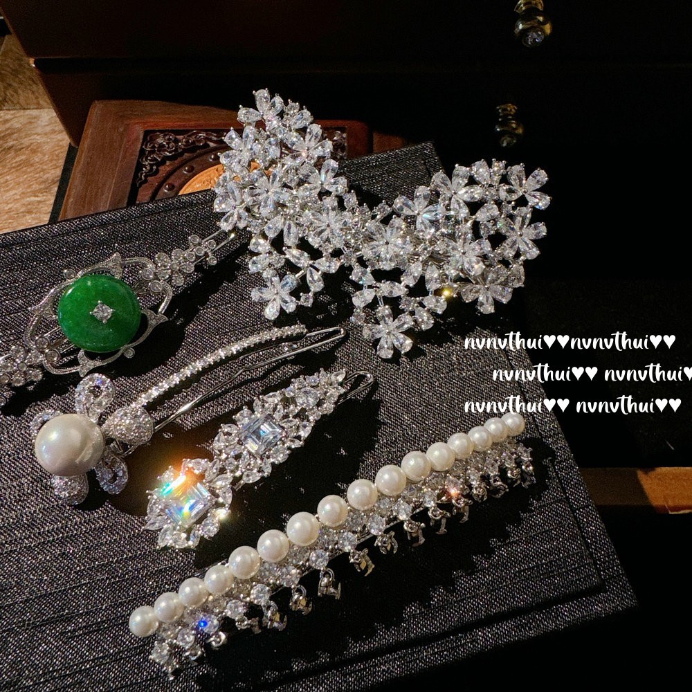 Brazil chalcedony safety buckle gem hairpin rich gold plated 18K gold flower butterfly zircon spring clip