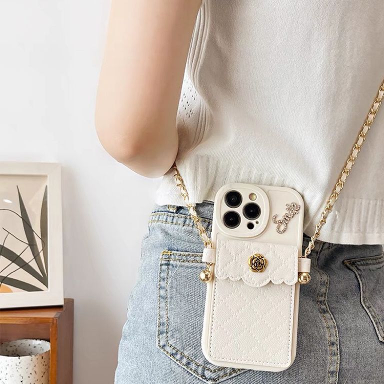 17 Diamond Small Style Camellia Card Holder Compatible With IPhone 15 Pro Max Iphone 13 Phone Case 16 Crossbody 14_voghion.com
