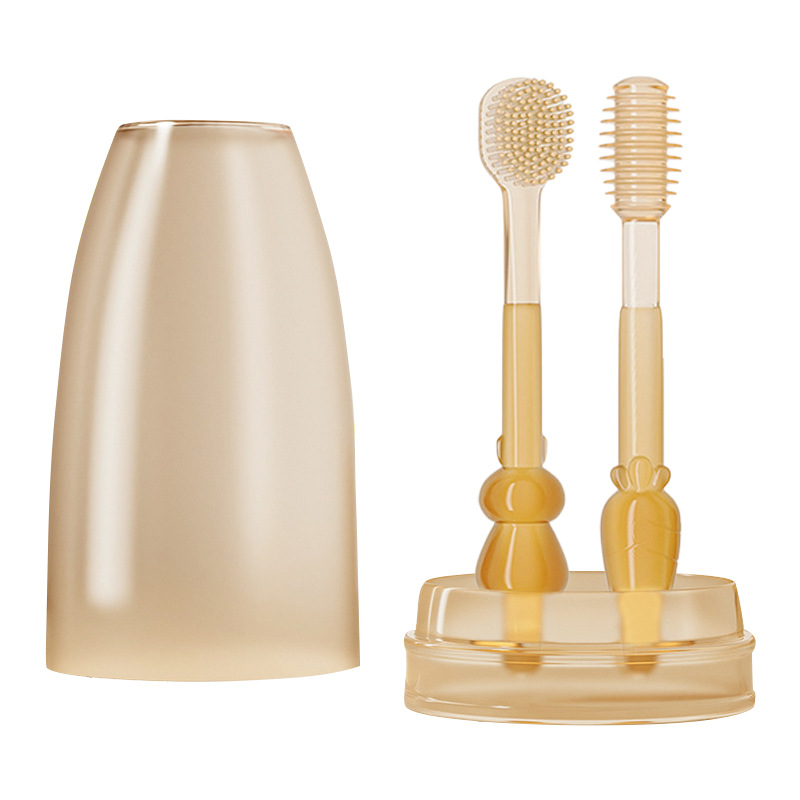 Nuevo bebé suministros cepillo de dientes de silicona bebé creativo cepillo de lengua cepillo de dientes de mama cepillo de dientes de limpieza oral palo de molienda