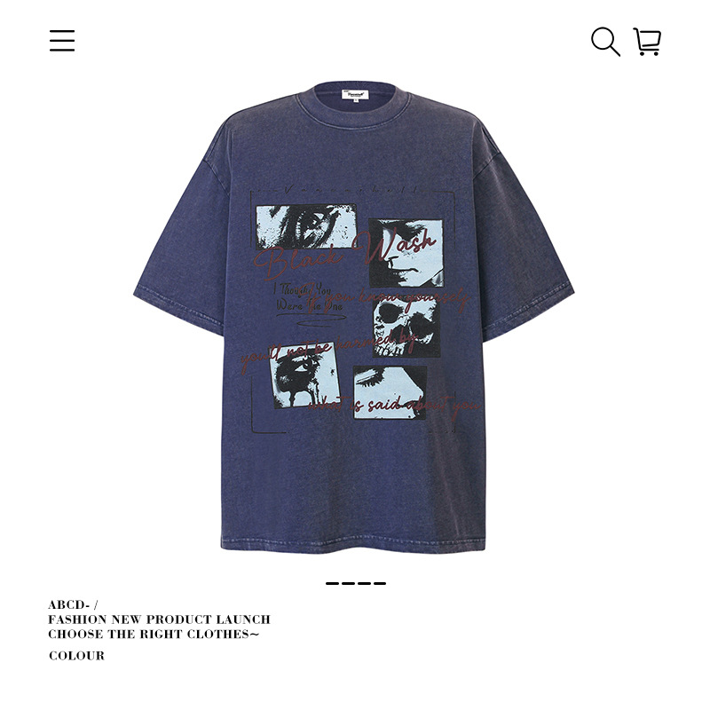 Camiseta de manga corta apilada en la calle alta de la marca de moda pesada de 250g para hombres de algodón puro con camisa de fondo suelta para hombres de verano