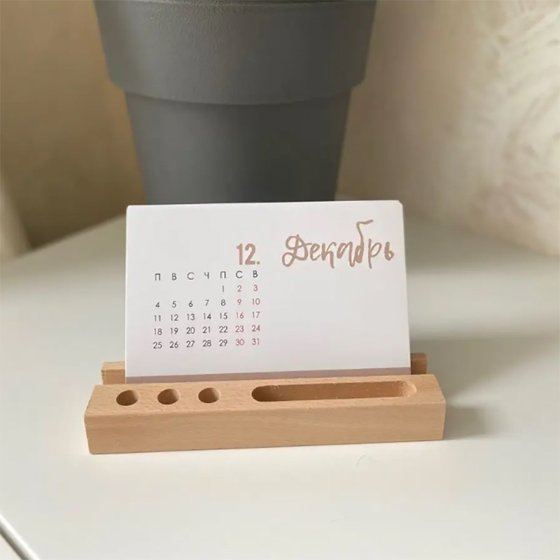 Calendario de madera 2024 nueva base de madera simple Calendario de escritorio de oficina en casa adornos creativos