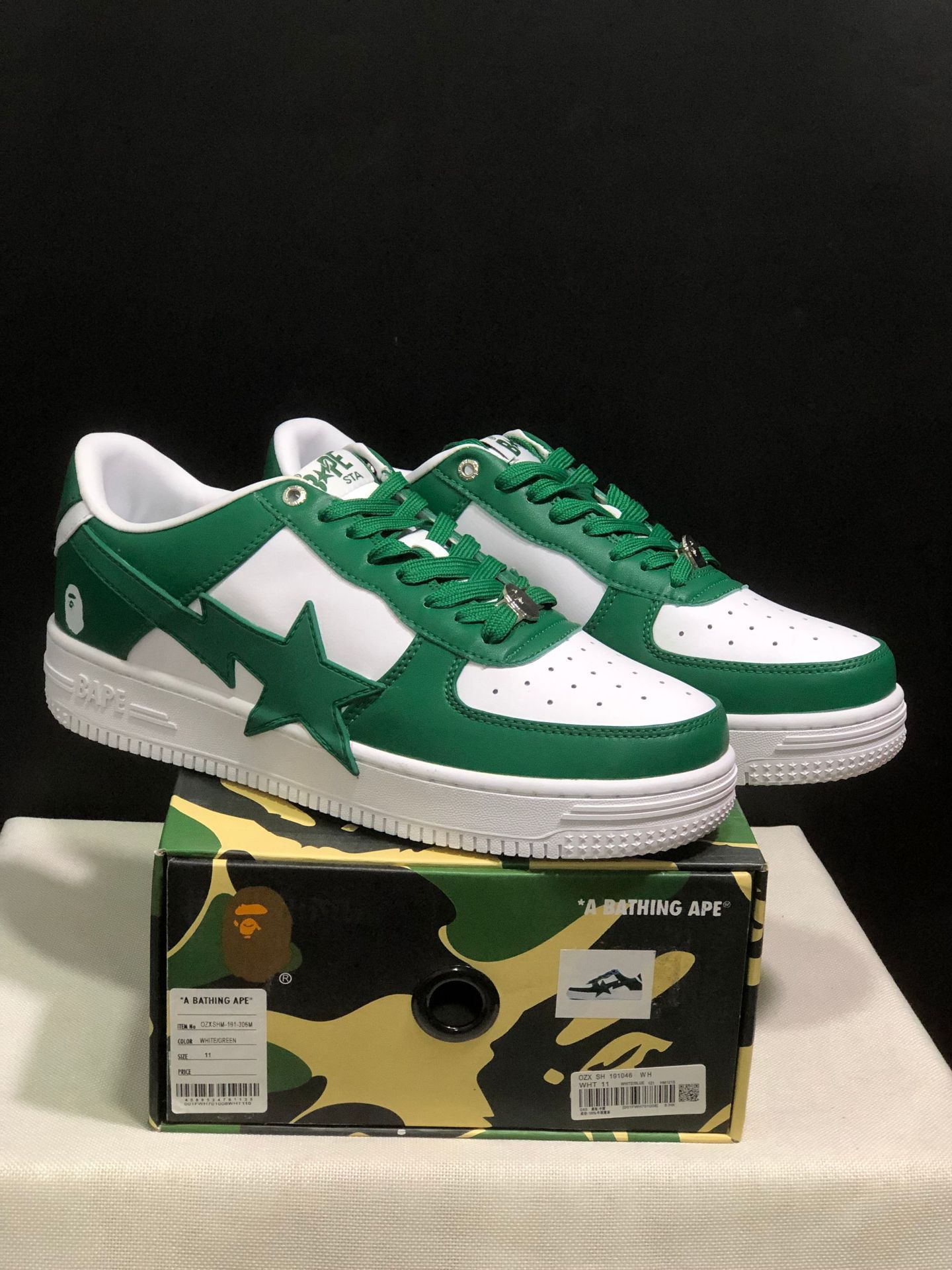 Bape Bape Sta OS White Green OZXSHM-191-306M