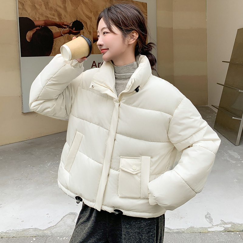 Invierno de nuevo estilo coreano de ropa de algodón caliente y gruesa de cuello corto de pan abrigo a prueba de viento pequeño estilo de moda image 8
