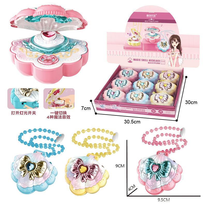 Free Shipping Children's Shell Luminous Sound Necklace Jewelry Sound Fantasy Magic Set Stall Mall Toys