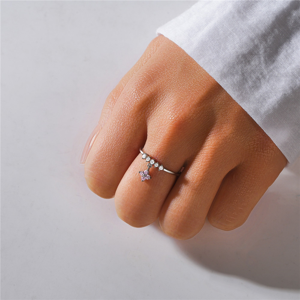 4g Weight Zircon Inlay Material Open Rings Classification Adjustable Ring Size 1 Piece Quantity Daily Occasion 925 Sterling Silver Material Geometric Pattern Women's Gender Plating, Inlay Design Simple Style Style 925 Sterling Silver Zircon Geometric Open Rings 22