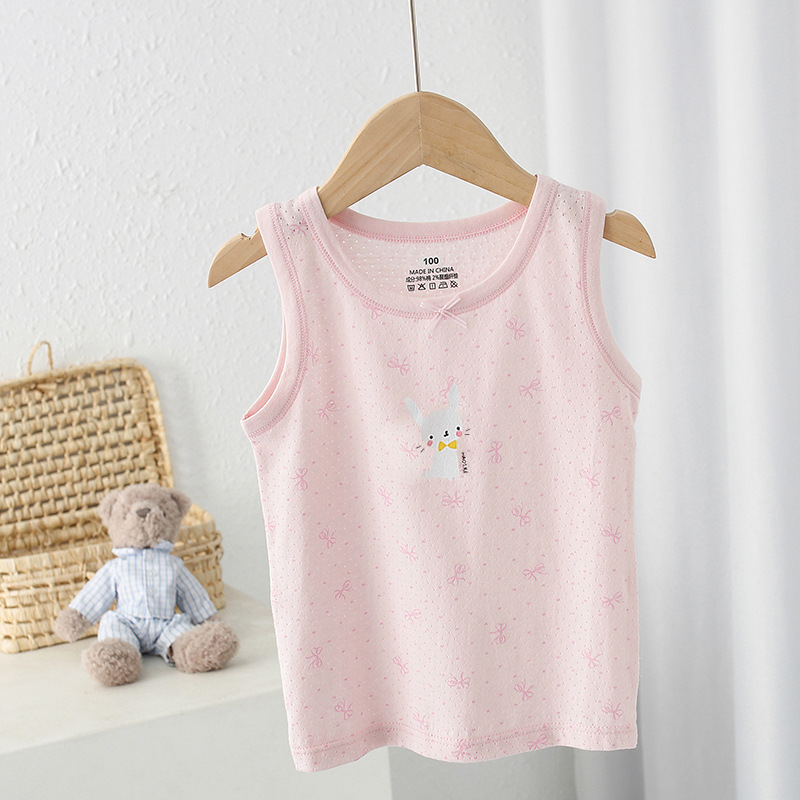 Chaleco de algodón para niños de clase A, sin hueso y sin mangas, fondo de bebé, chaleco fino en forma de corredor, uso exterior, cuello redondo jacquard, verano