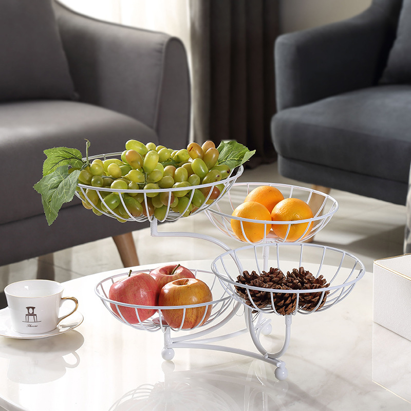 Plato de frutas de hierro forjado gancho de plátano sala de estar casera canasta de frutas de lujo ligera mesa de comedor dulces bocadillos plato