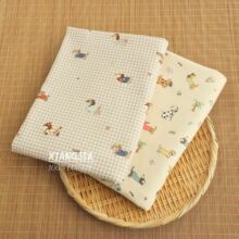 现货 全棉斜纹磨毛布料 格纹腊肠狗 秋冬童装衣物diy 家居服面料