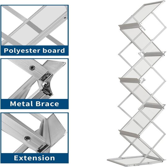 Data rack floor display rack A4 aluminum alloy folding data rack single page display rack exhibition magazine rack