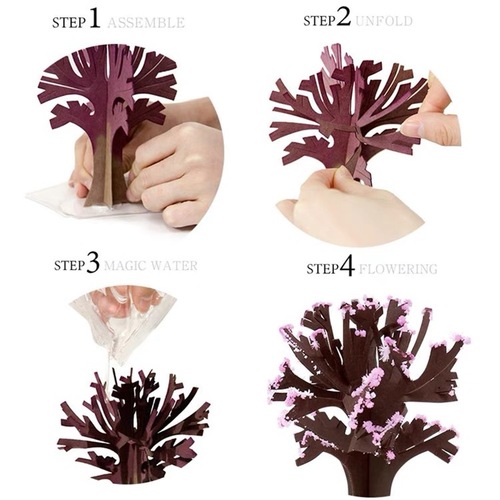 Decompression educational toy DIY experimental paper tree blooms colorful crystal Christmas tree magic cherry tree