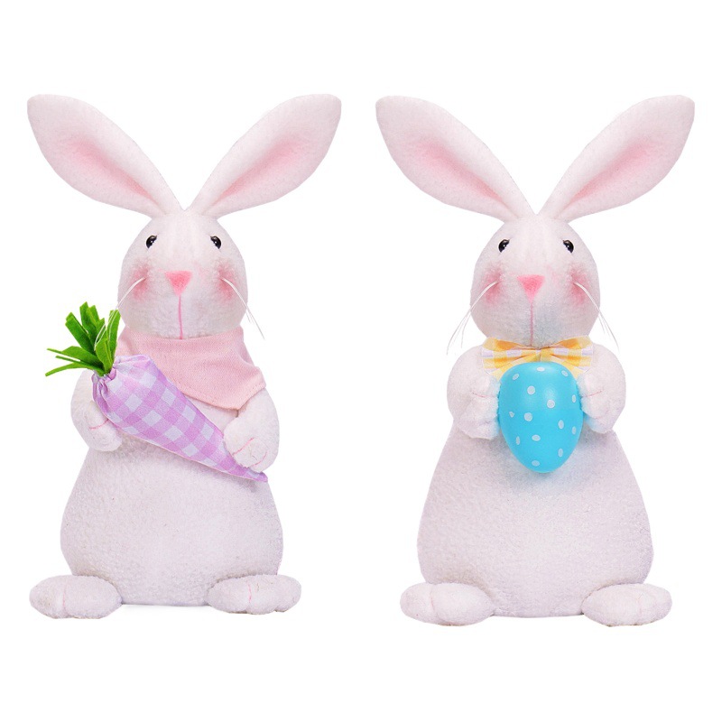 Nueva muñeca de conejo de Pascua transfronteriza con rábano colorido huevo lindo muñeco de peluche decoración de escritorio regalo de vacaciones