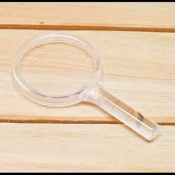 塑料25手持亚克力透苯有机玻璃放大镜儿童 高清一体式全透明老人