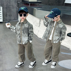 男児染めシャツセット2025春装新型子供格好いいファッションモデル外国貿易子供服中小子供服クール