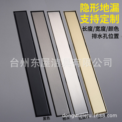 Linear invisible Strip the floor drain Deodorant 304 Stainless steel rectangle shower Shower Room All copper lengthen Side row wholesale