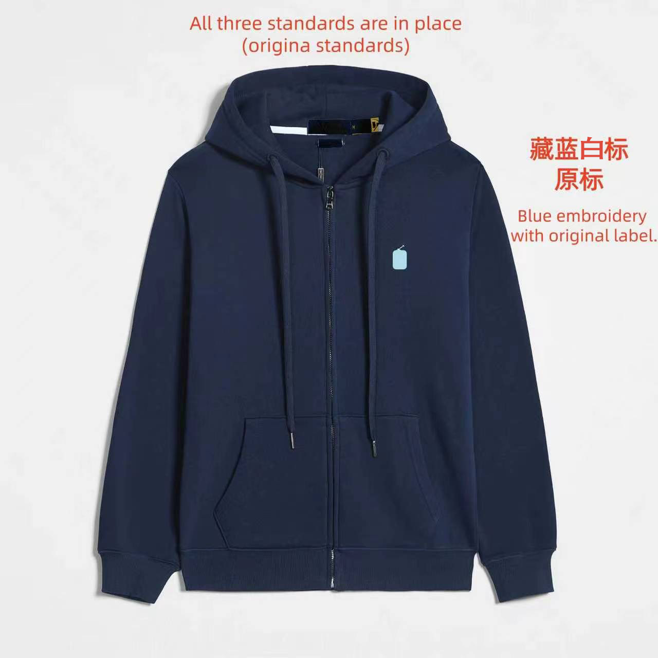 Zipper royal blue white label