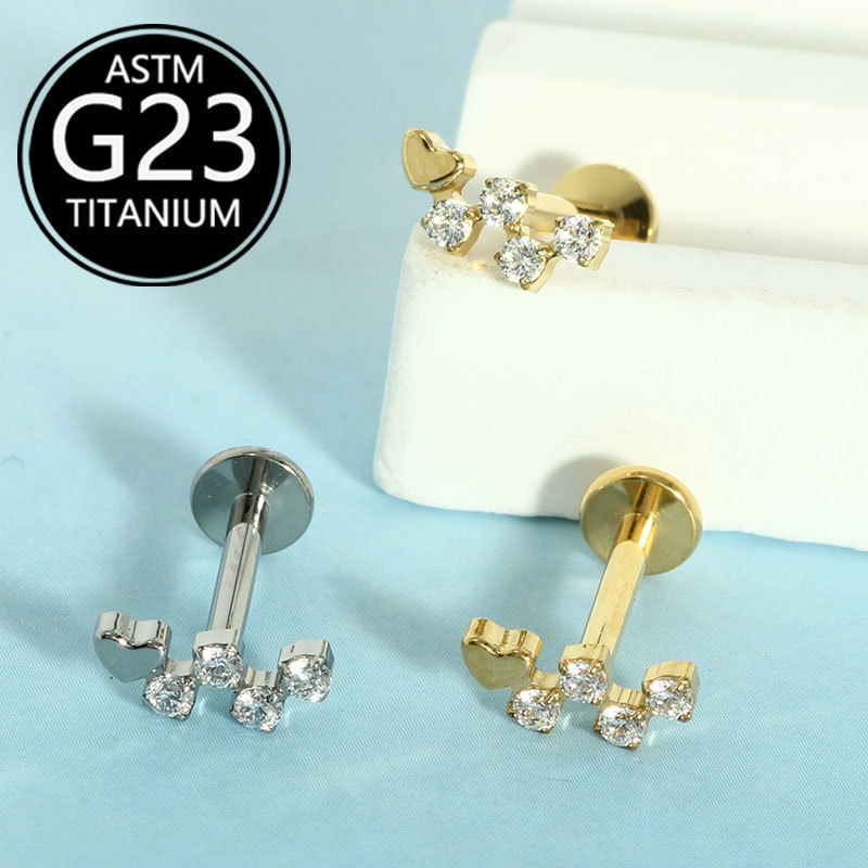 Pointed titanium steel lip stud product view