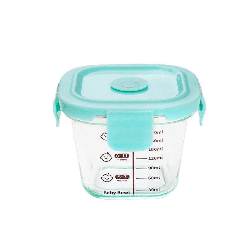 Cuenco de alimentos suplementarios para bebés calentado por microondas, caja de almuerzo con cubierta, huevo al vapor, caja de muestra de alimentos cocinados, caja de vidrio