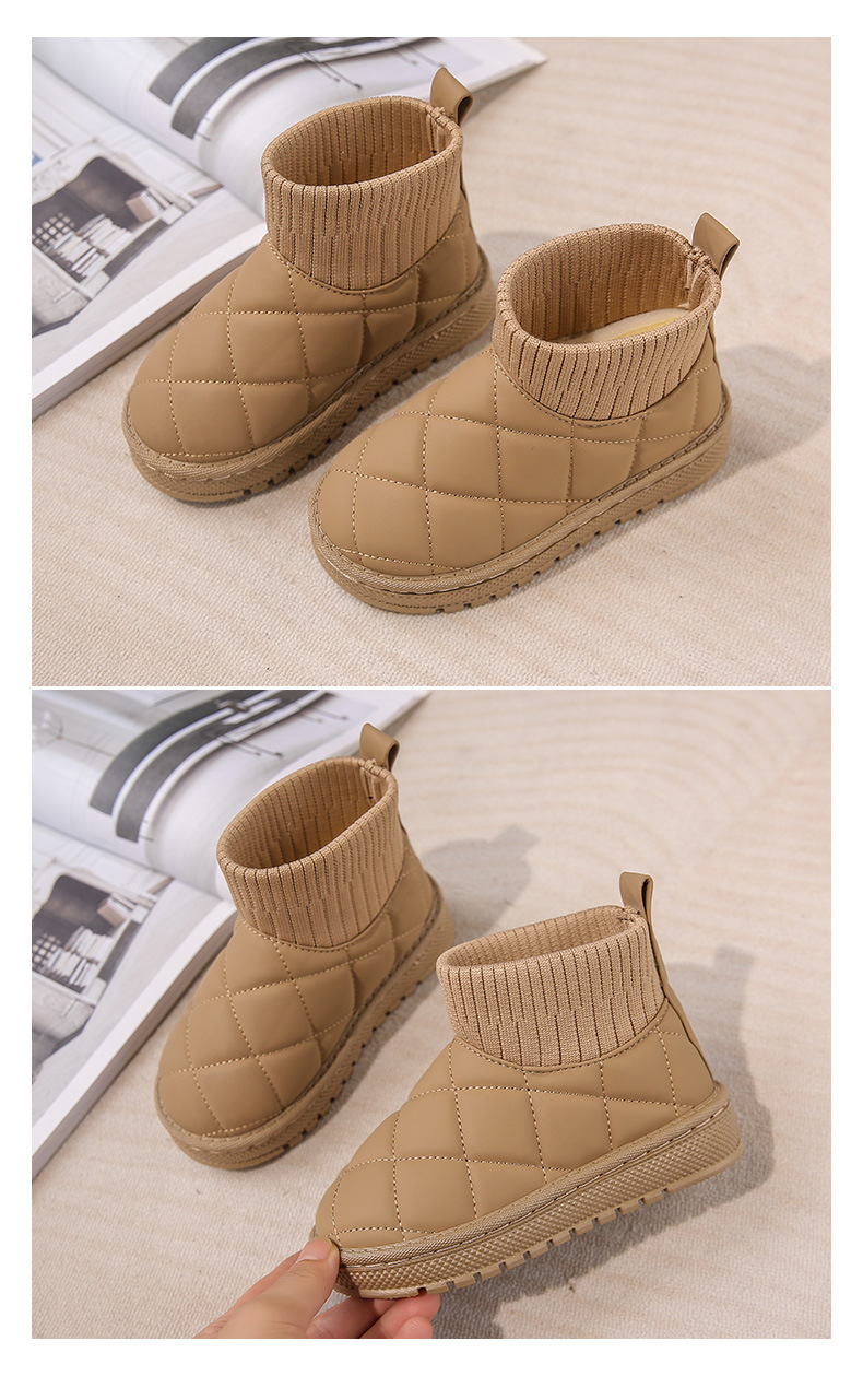 Stivali da neve per bambini Scarpe da bambino semplici in cotone autunno e inverno da bambina con piedini in velluto Stivali corti caldi da bambino_voghion.com