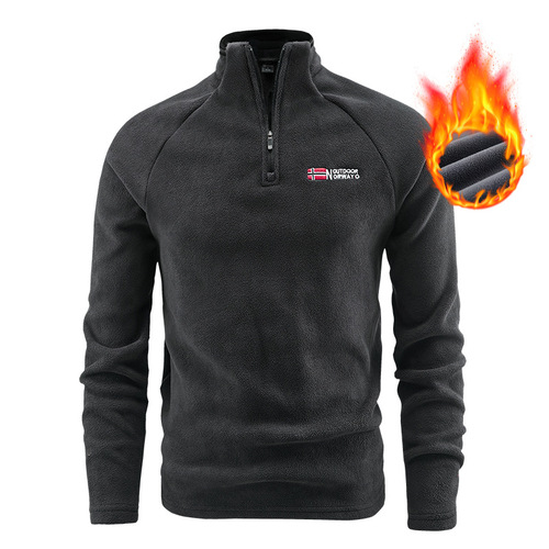 New style stand-neck fleece for men, popular American double-sided polar velvet sweater